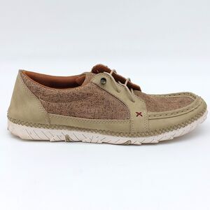 Twisted X Shoes Womens Sz 9M Brown Leather Fabric Upper Loafers Casual Boat Shoe